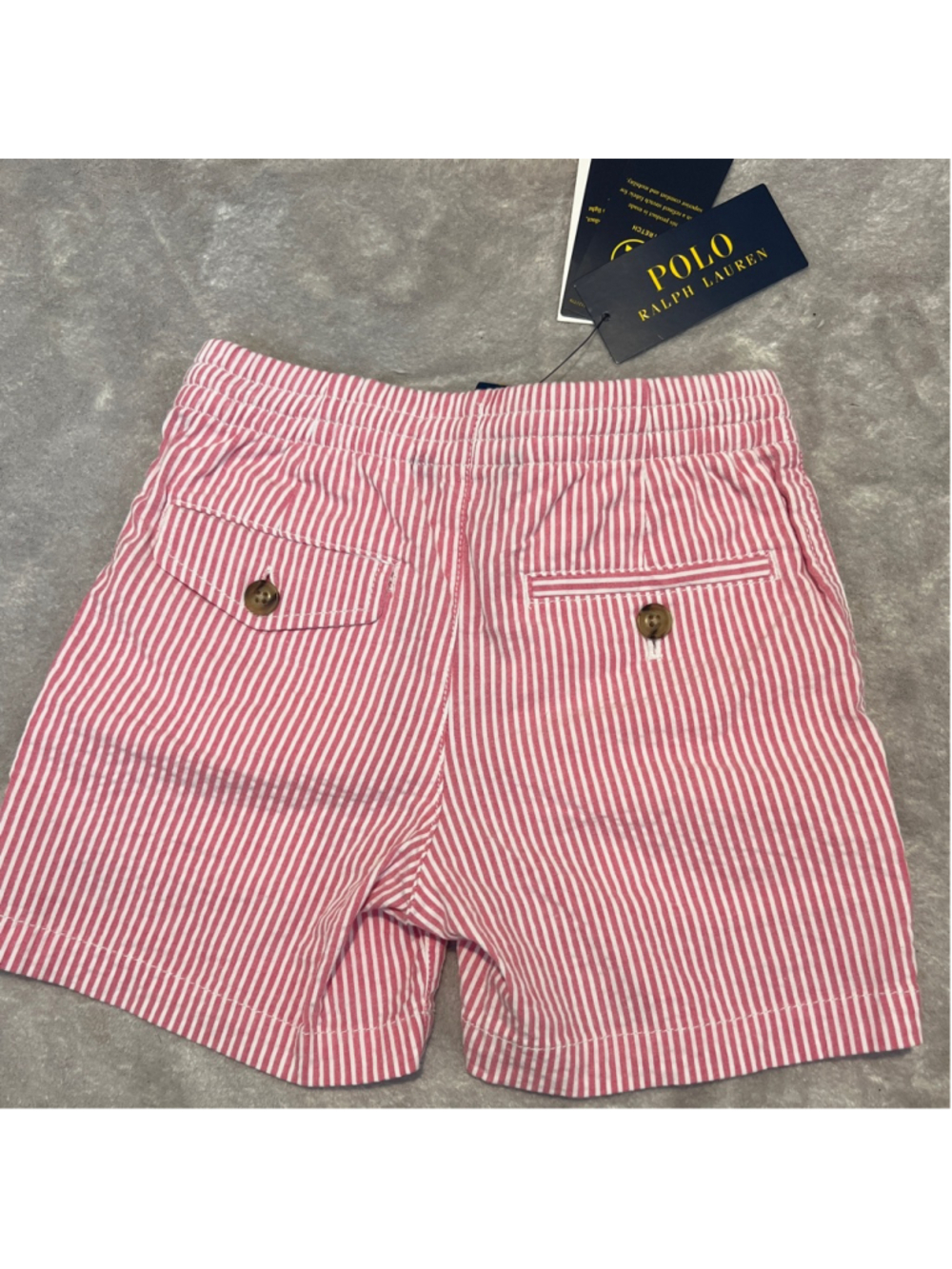 Boys Polo Ralph Lauren Striped Seersucker Shorts Size 4 Stretch Classic Pink - Picture 6 of 7